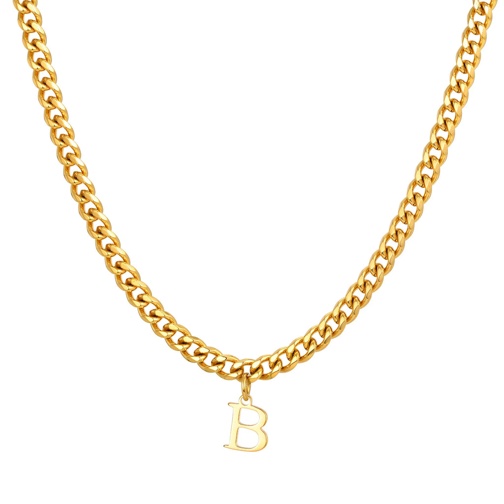 Vnox Men's Thick 5mm Wide Chain 26 Letters Pendant Necklace Punk Hip Hop Gold Color Jewelry On Neck Boys Cool Wear