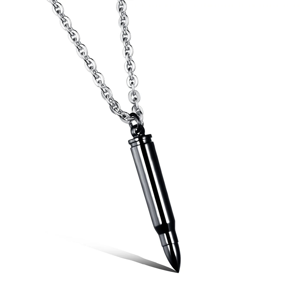 Personality Hip Hop Bullet Commemorative Pendant Domineer Titanium Steel Men's Necklace Bullet Pendant Bulk Order Cool Handsome