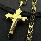 Simple Christian Cross Pendant Necklace Amulet — Stainless Steel
