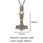 Thor's Hammer Mjolnir Pendant Necklace — Gold-Tone