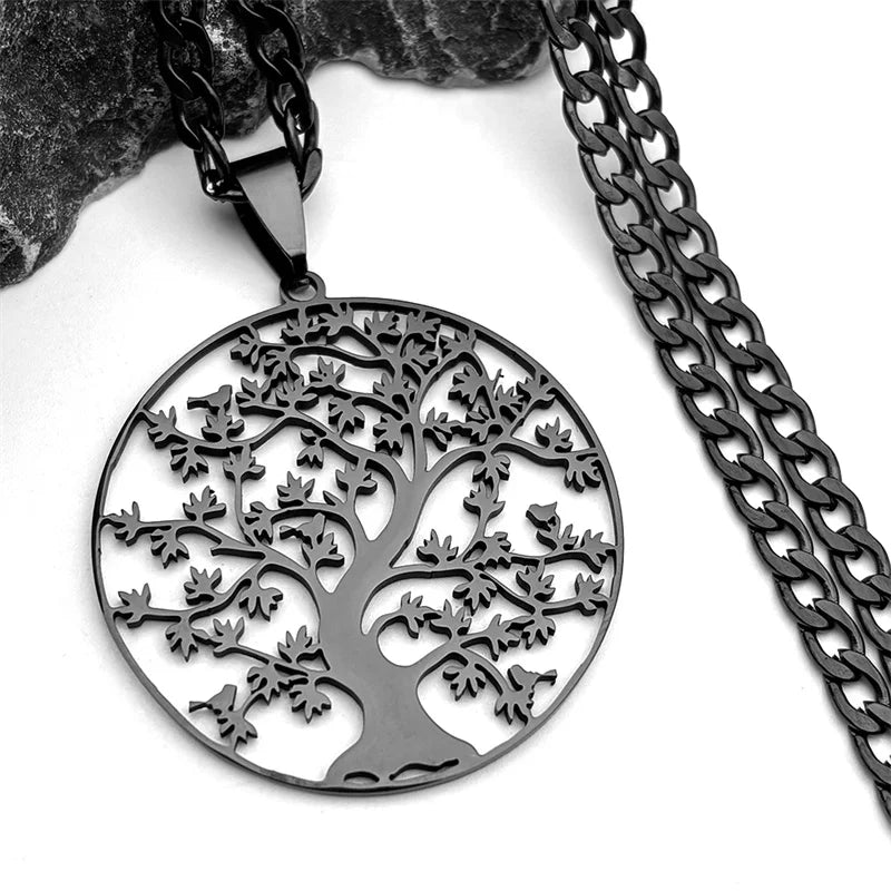 Tree of Life Nature Symbol Pendant Stainless Steel Gold/SilverA color Jewelry Women Men Fashion Necklace Bracelet Accessori