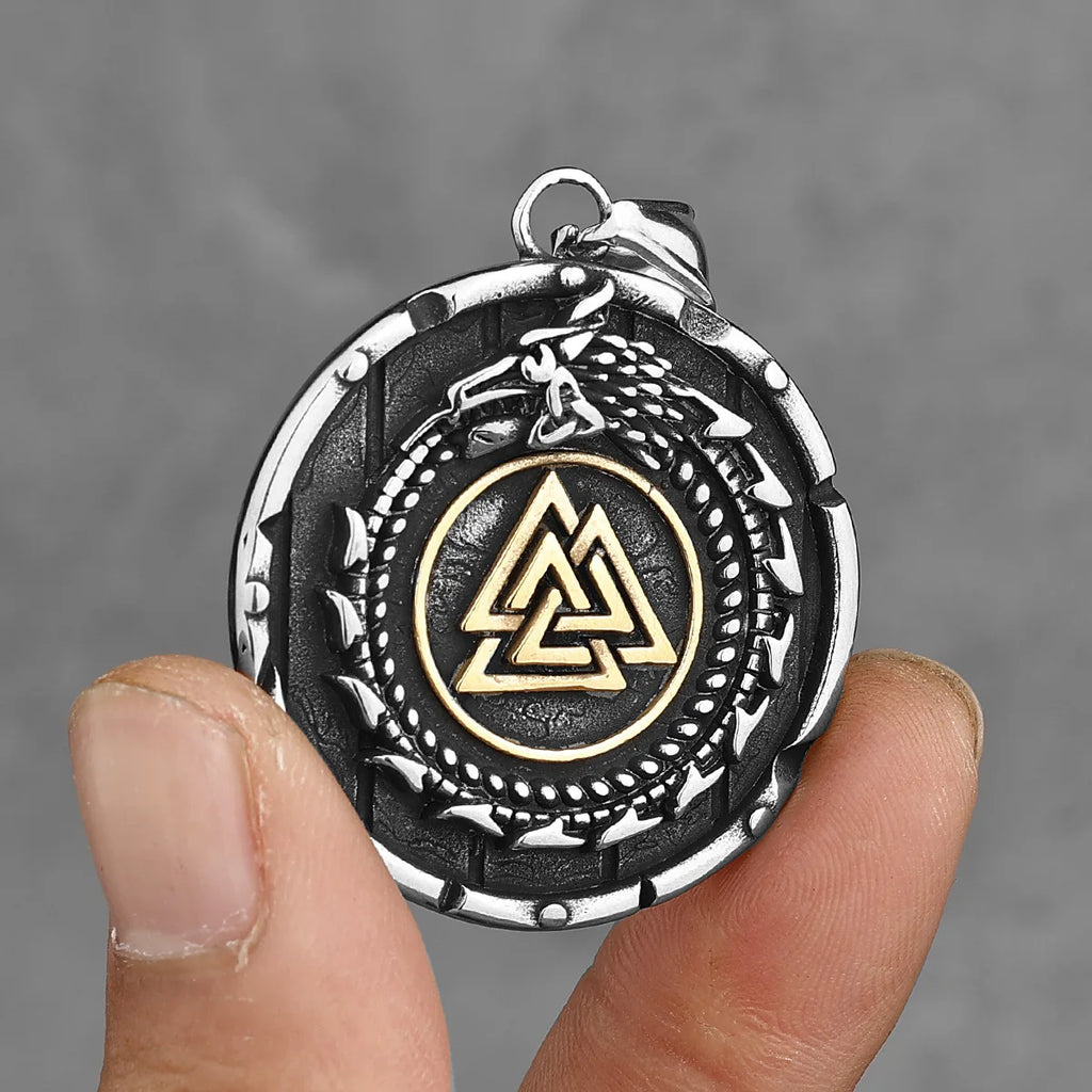 Dragon Viking Steel Pendant Rune 316L