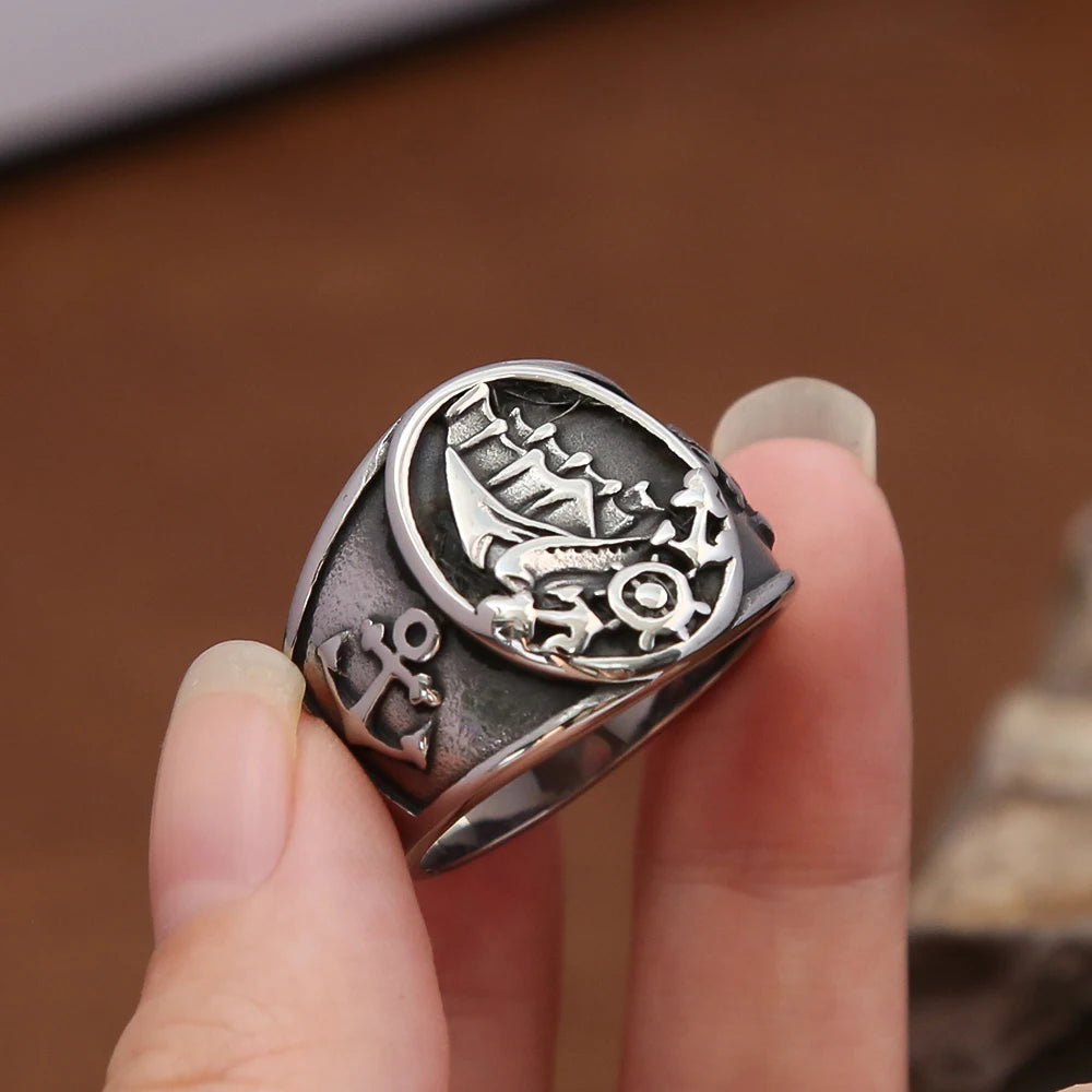 Pirate Compass Ring — Stainless Steel