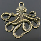 Large Octopus Pendant Charm — Silver-Tone, 59mm