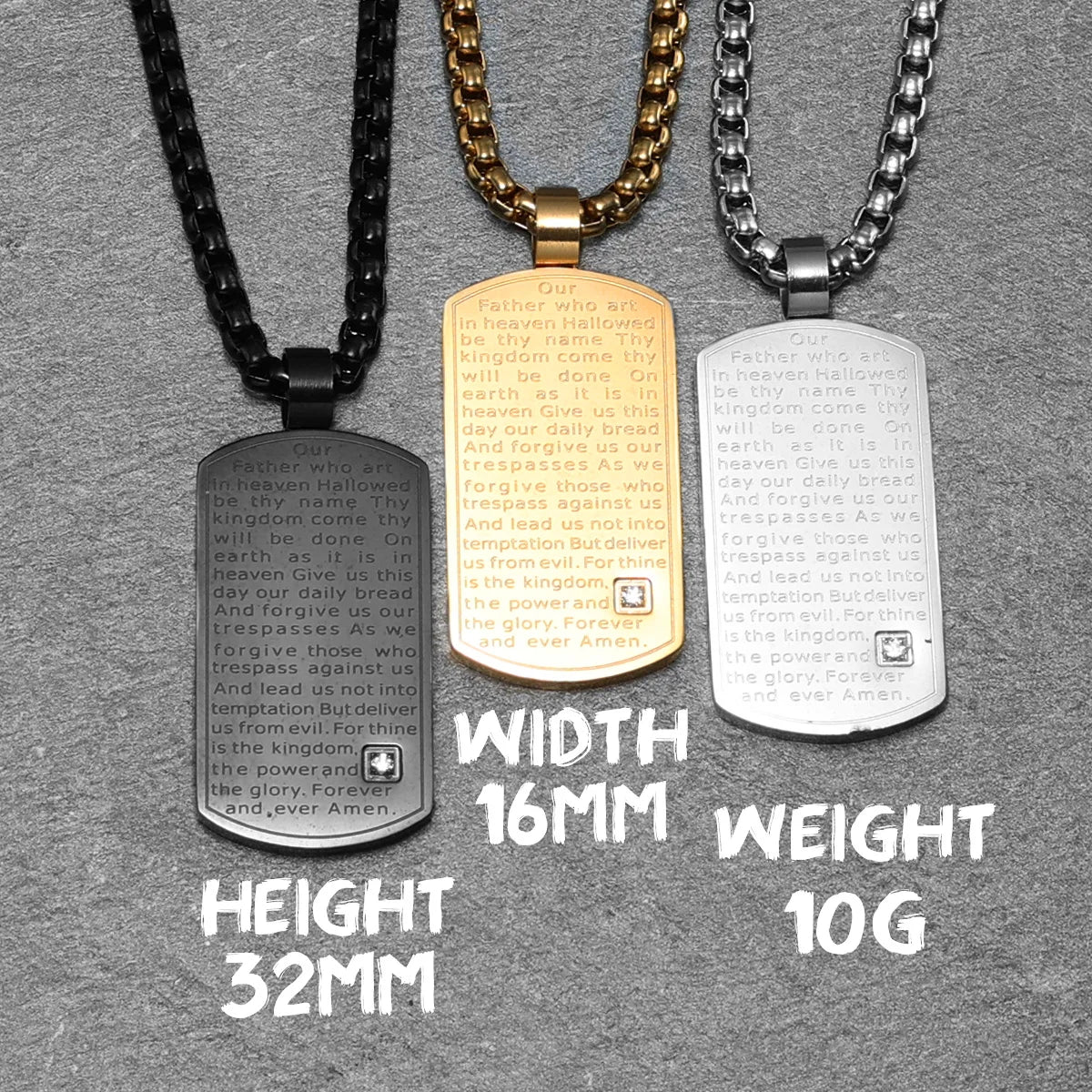 Bible Gemstone Pendant — Stainless Steel