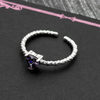 Heart Silver Ring Sterling Inlaid Shiny Purple