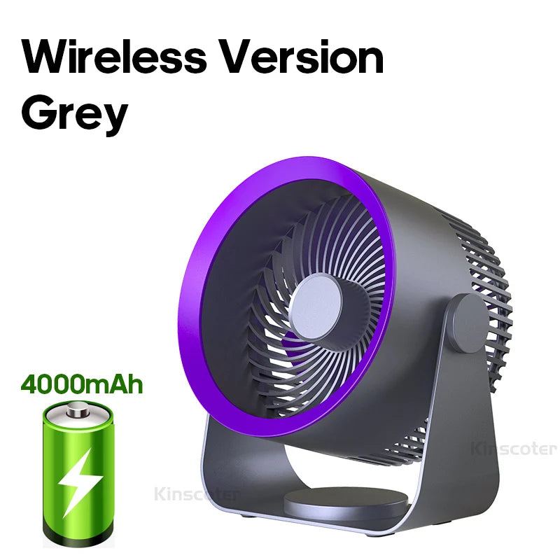 Cordless Kitchen Wall Mount Electric Fan, 4000mAh USB Home Desktop Air Cooler Air Conditioner, Toilet Air Circulator Fan
