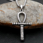 Cross Anubis Steel Pendant Vintage Egyptian Eye