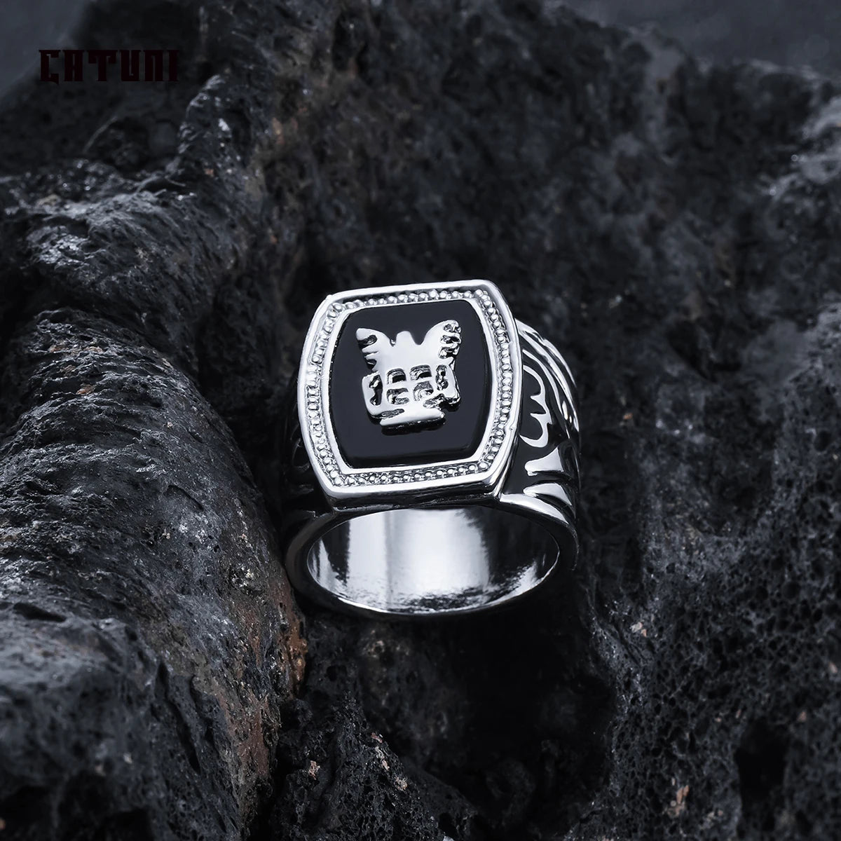 Catuni Black Rings for Men Jonathan Gilbert Family Ring Alaric Saltzman Jeremy Gilbert Jewelry Cosplay Party Fandom