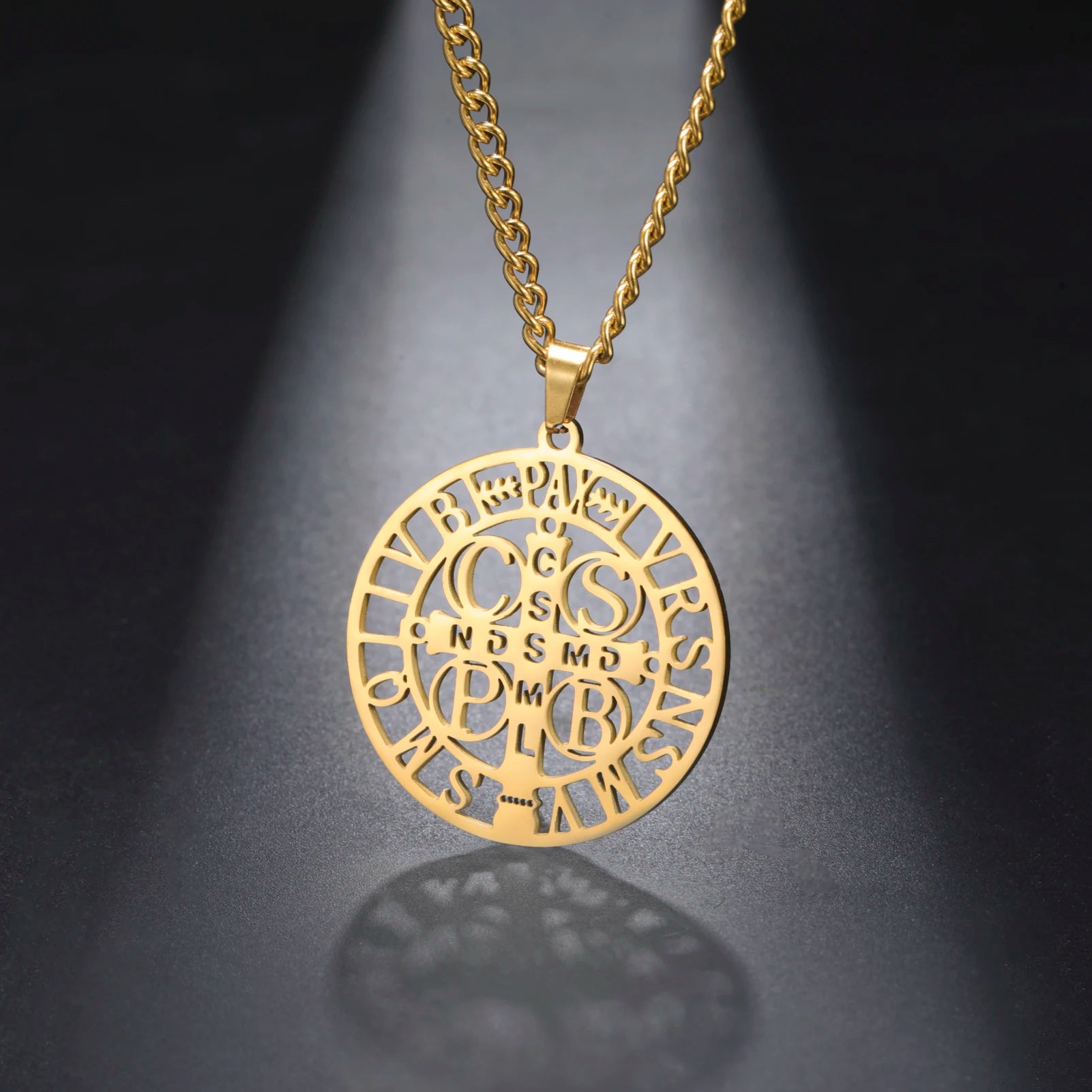 Sipuris St. Benedict's Cross Hollow Pendant Necklace For Women Men Michael Medal Charm Amulet Religious Jewelry