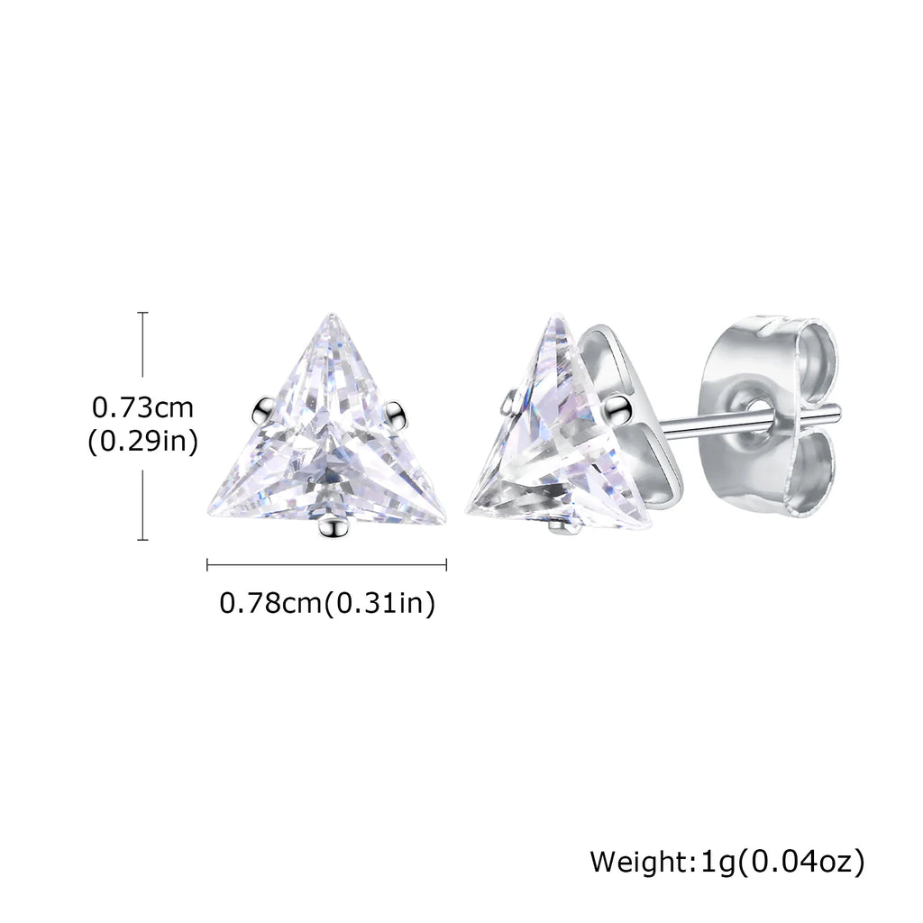 Minimal Triangle Zircon Stud Earrings — SS