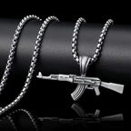 Fashionable and Domineering Ak-47 Submachine Gun Pendant Necklace Suitable for Men\'s Personalized Hip-Hop Rock Punk