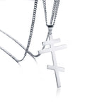 Vintage Orthodox Cross Pendant Men Necklace Christian Symbol Stainless Steel Byzantine Cross Jewelry