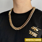 Iced Out Cuban Chain Necklace Stainless Steel Miami
