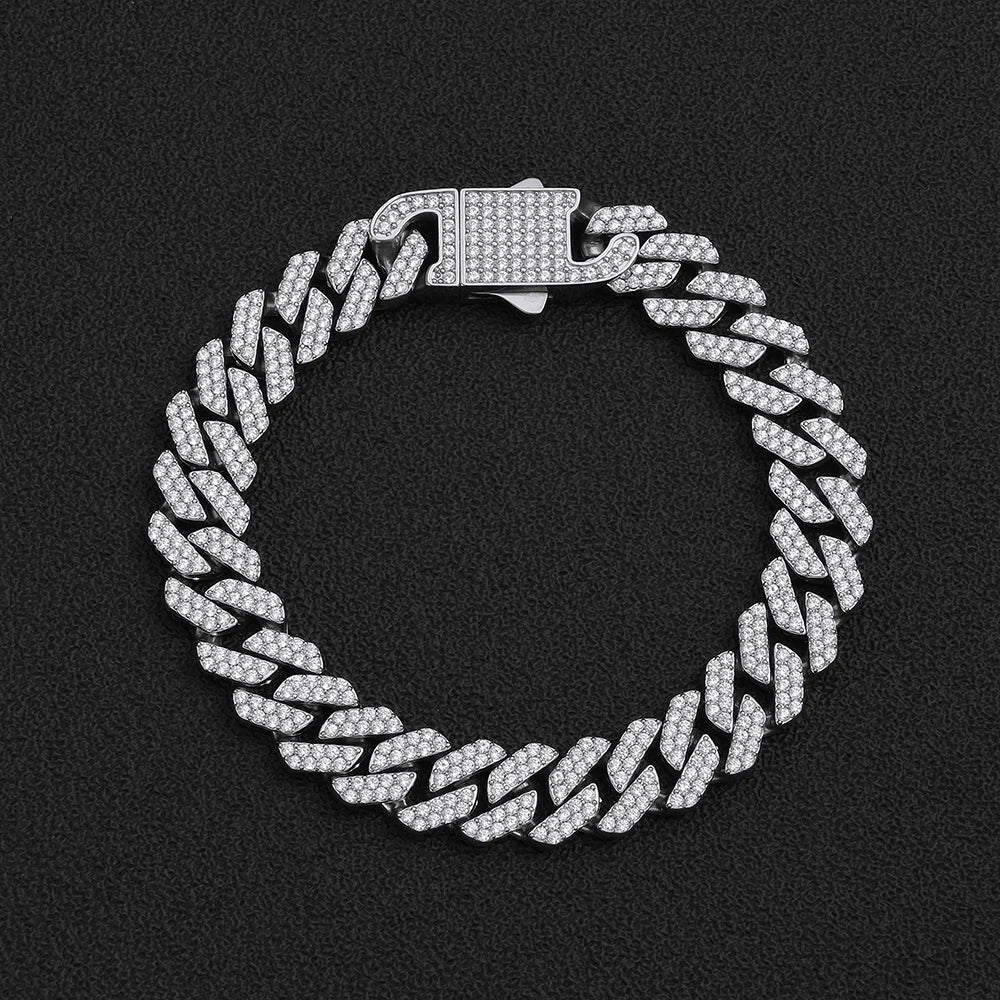 Iced Out Miami Cuban Chain Bracelet — Stainless Steel