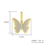 Cross Pendant Necklace Iced Out Butterfly CZ