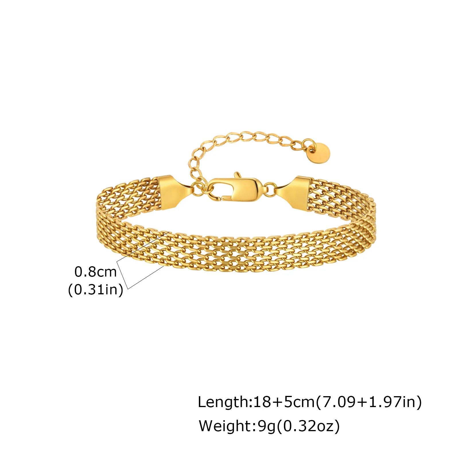 Minimal Mesh Chain Bracelet 8mm — Stainless Steel