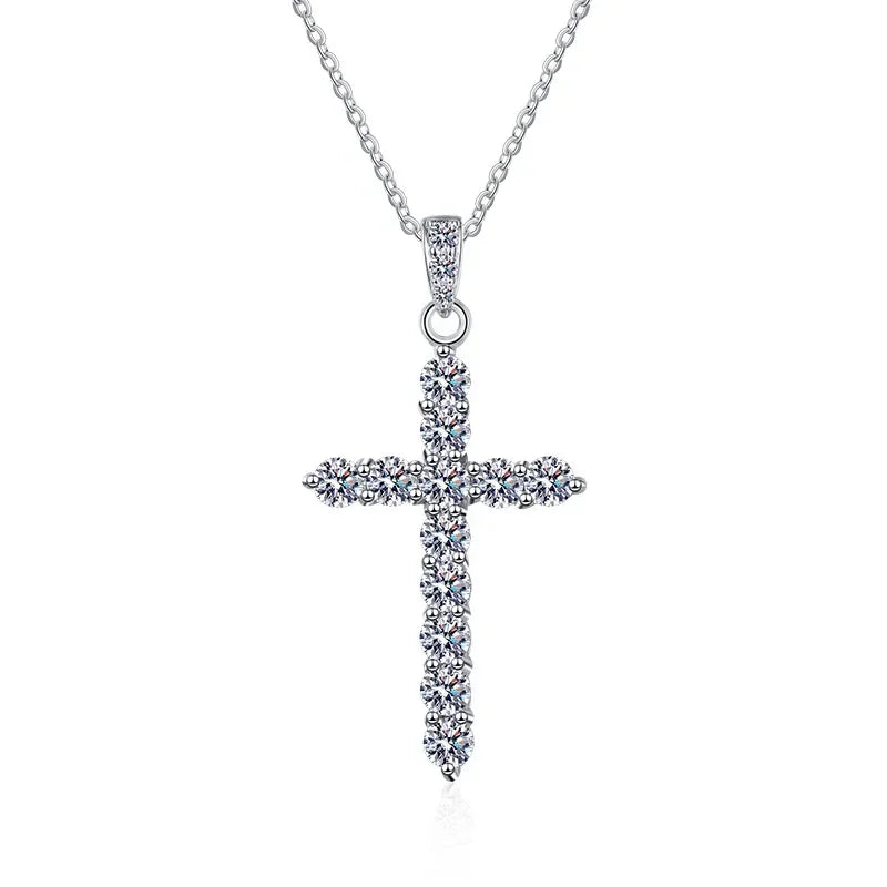 Iced Cross 925 Silver Pendant Necklace