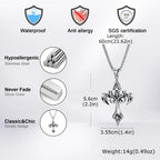 Gothic Hip Hop Flame Cross Pendant Necklace for Men, Silver Color Stainless Steel Non-fading Necklace,Waterproof
