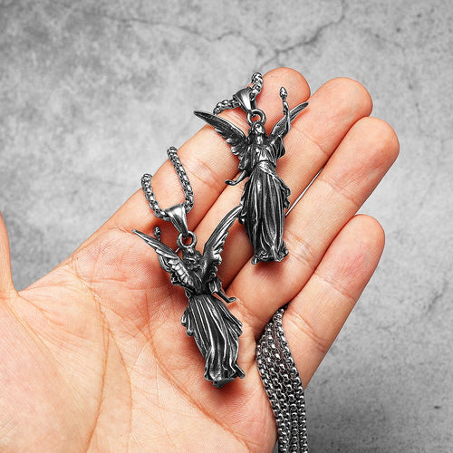 Angel Statue Pendant Necklace — Stainless Steel