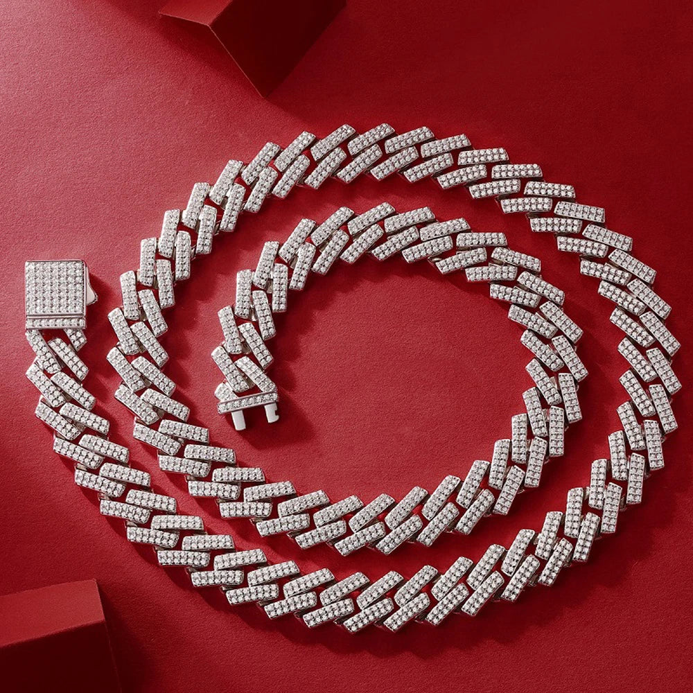 14mm Full Moissanite Cuban Link Necklace Bracelet GRA Certified 100% 925 Sterling Silver Hip Hop Cuban Jewelry for Men Women