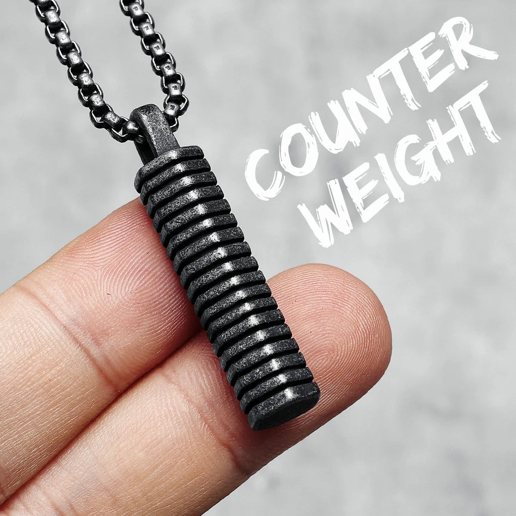Fitness Weight Plate Pendant Necklace — Stainless Steel