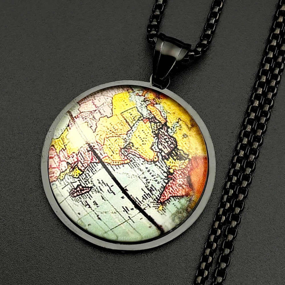 World Map Gold Pendant Necklace