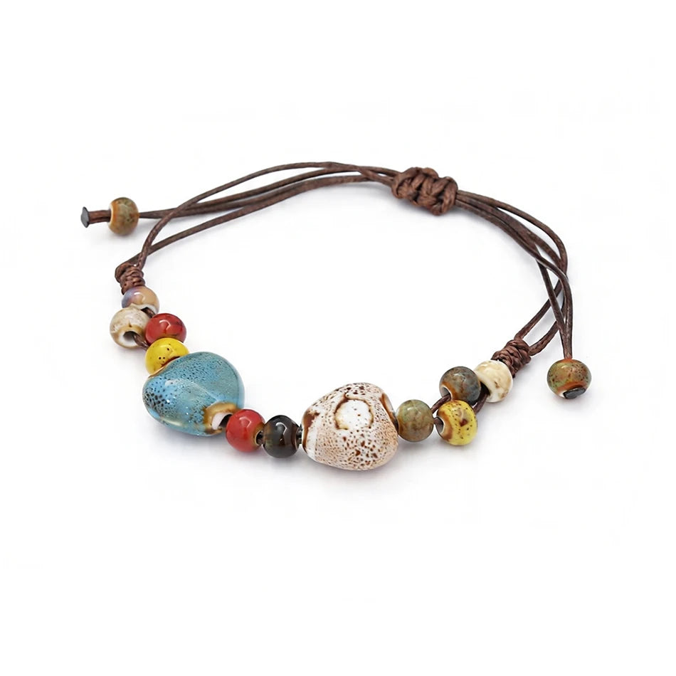 Rope Ceramic Bead Bracelet — Stainless Steel