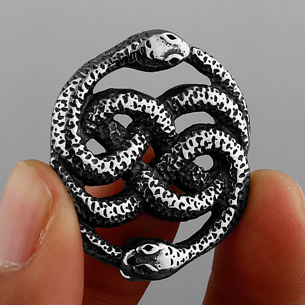 Never Ending Story Double Snake Necklace — Stainless Steel