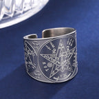 LIKGREAT Amulet Protection Ring Tetragrammaton Pentagram Finger Rings for Men Women Stainless Steel Jewely Witchcraft Pagan Gift