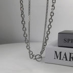Punk Layered Stainless Steel Chain Necklace for Men Hip Hop OT Buckle Choker Necklace for Women 2022 Fashion Collar Trendy Gifts