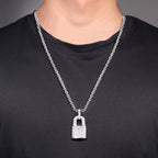 Huitan Hip Hop Lock Pendant Necklace for Women Men Full with Bling Bling CZ Statement Rock Neck Accessories Female Male Jewelry