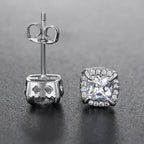 Crystal Cube Stud Earrings — Stainless