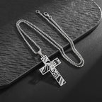 Gold Cross Jesus Pendant Necklace Minimal Box Chain