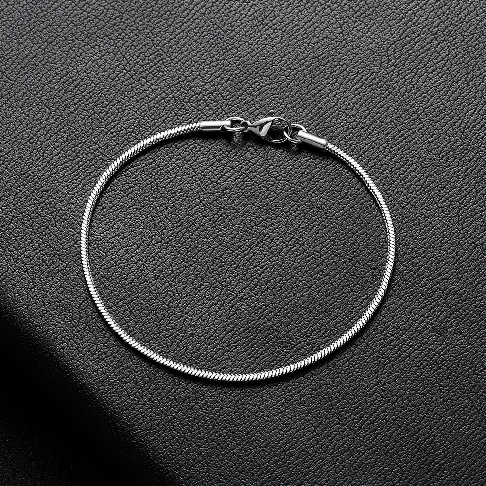 Square Snake Chain Bracelet 2mm — 316L Stainless Steel, 18-20cm