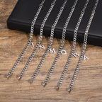 Vnox A-Z Initial Bracelets for Men Women, Never Fade Silver Color Stainless Steel Cuban Chain Bracelet with 26 Letter