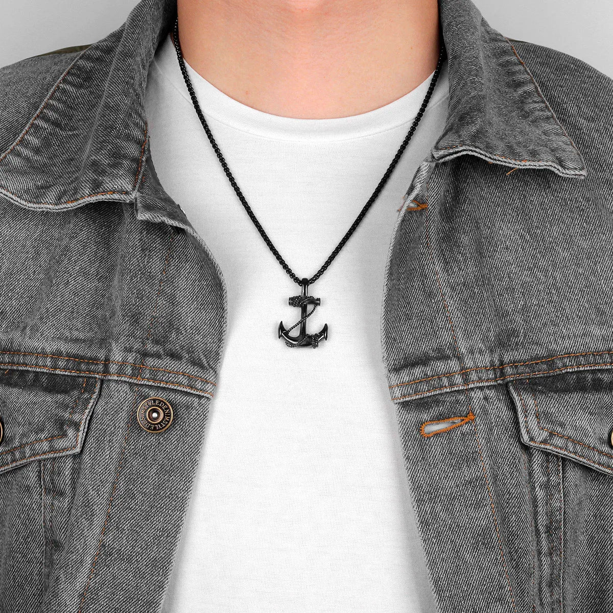 Anchor Sailor Pendant Necklace — Stainless Steel