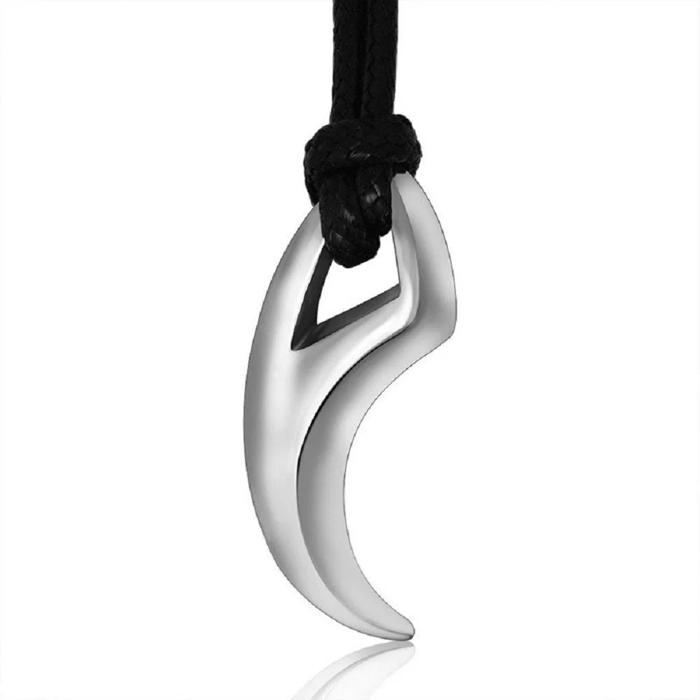 Wolf Tooth Rope Pendant — Stainless Steel