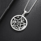 Retro Domineering Ouroboros Wrapped Around The Tree of Life Pendant Necklace Men's Personalized Punk Cool Casual