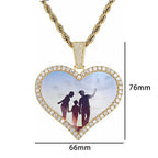 Iced Out Heart Photo Pendant Necklace