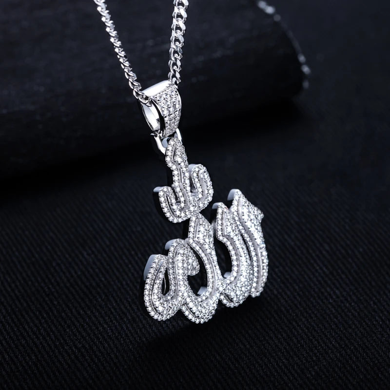 Iced Out Allah Pendant — 925 Silver