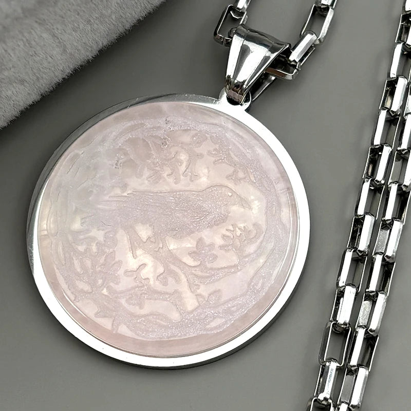 Tree Of Life Steel Pendant Gothic Crow Bird Raven
