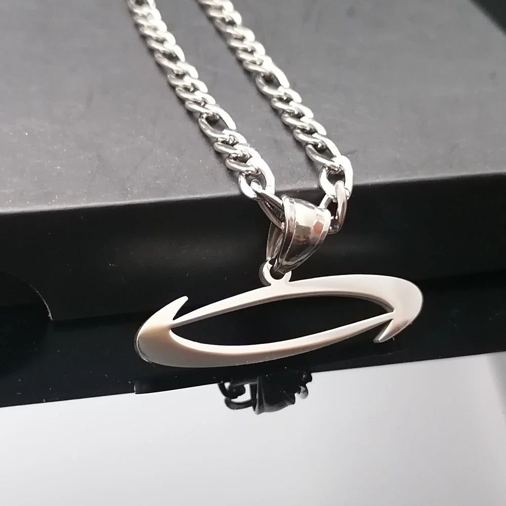 Mens Punk Opium 'O' Necklace Polished Stainless Steel Pendant Choose Chains 24inch