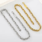 6MM Link Chain Bracelet Necklace Set for Man Waterproof Gold Color 50CM Long Stainless Steel Men's Necklace & Bracelets