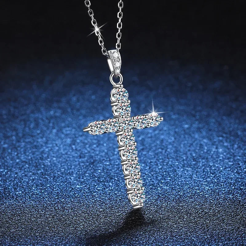 Iced Cross 925 Silver Pendant Necklace