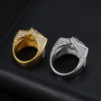 Men's five pointed star Rings Black Punk Crusaders Band Rings rhinestone for Mens Stainless Steel Signet Rings Jewelry