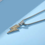 Stainless Steel Lightning Bolt Pendant Necklace Hip-Hop Style Fashionable Jewelry for Women and Men Gift Idea