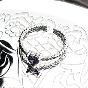 Heart Silver Ring Inlaid Shiny Purple