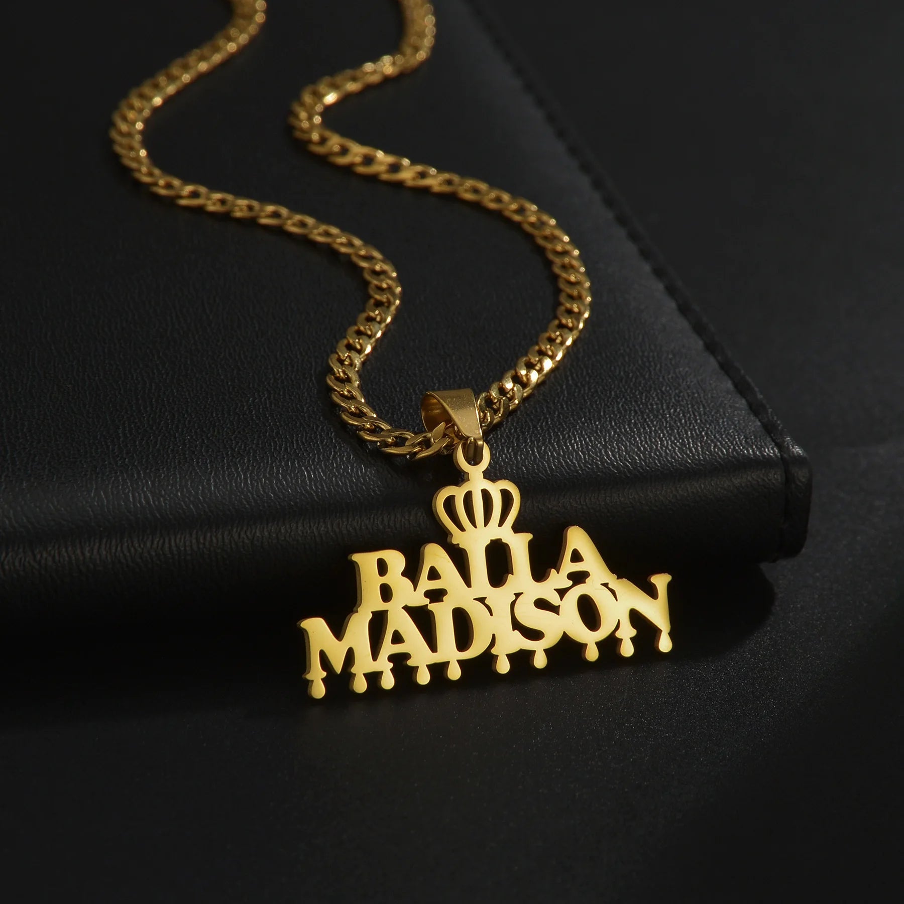 Customized Names Pendant Necklace Stainless Steel Personalized Jewelry Cuban Thick Chain for Men Women Detachable Necklace Gift