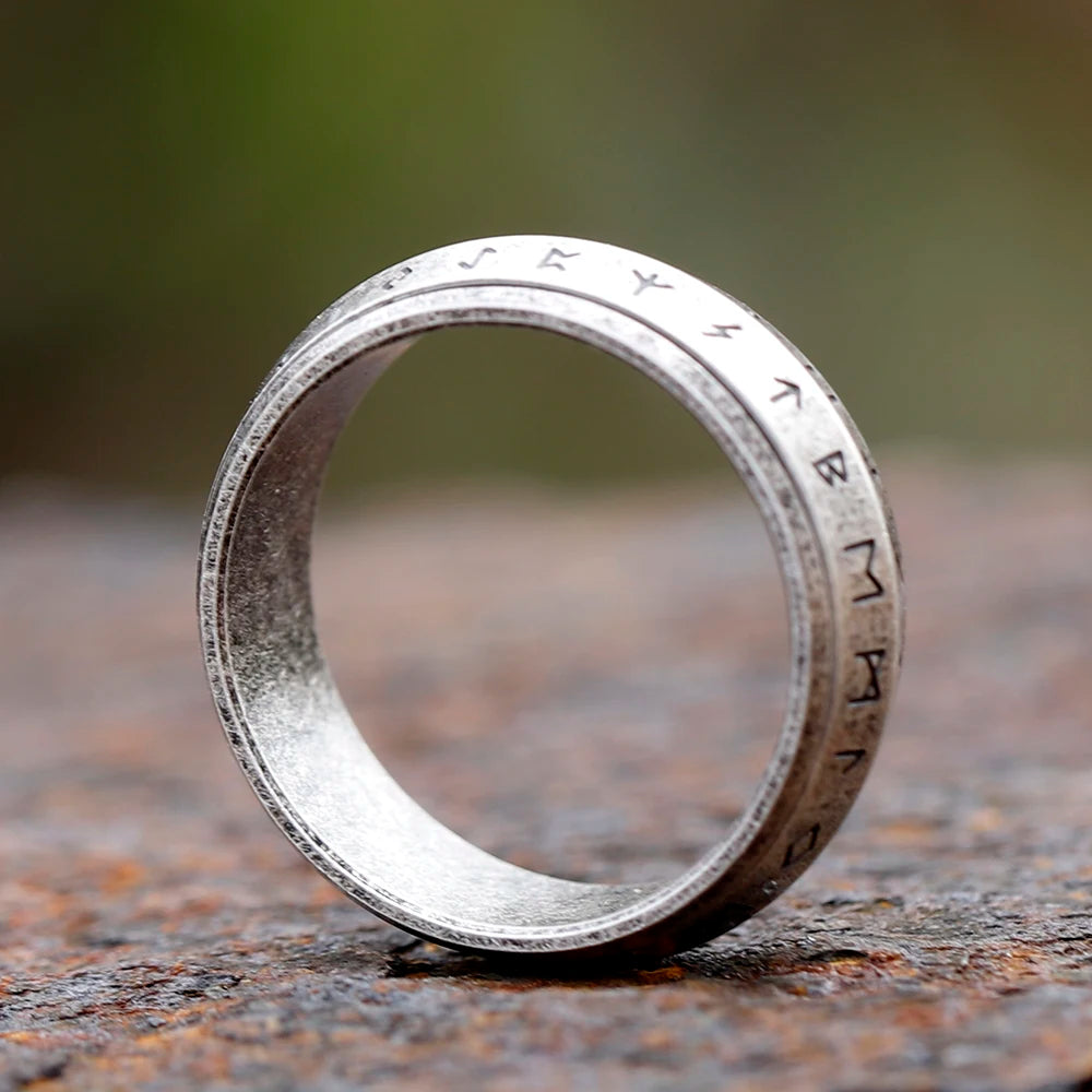2024 NEW Rotatable Men's 316L stainless steel rings retro Odin Viking  rune for teen RING Amulet fashion Jewelry Gift